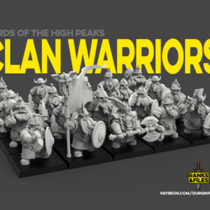 Clan Warriors with hand weapons and shields